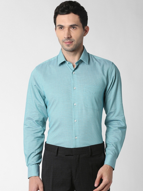 

Peter England Men Green Regular Fit Self Design Formal Shirt