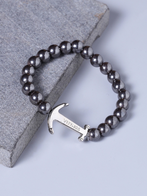 

Dare by Voylla Men Silver-Toned Stainless Steel Elasticated Bracelet