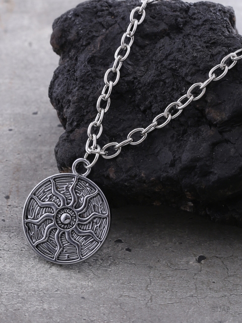 

Dare by Voylla Men Silver-Plated Pendant with Chain