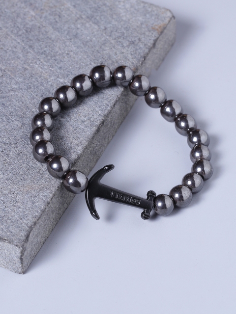 

Dare by Voylla Men Black Stainless Steel Elasticated Bracelet