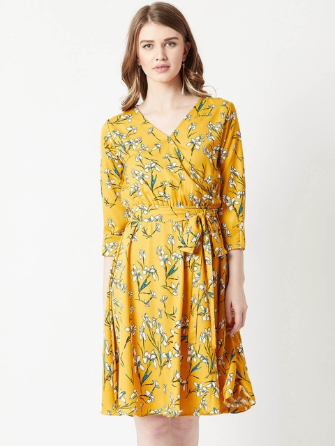 

Miss Chase Women Yellow Printed Wrap Dress