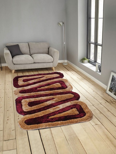

ROMEE Maroon & Beige Geometric Anti-Skid Carpet