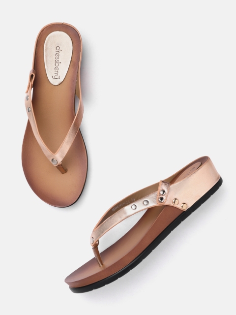 

DressBerry Women Rose Gold-Toned Solid Open Toe Flats