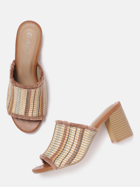 

DressBerry Women Multicoloured Woven Design Heeled Mules, Multi