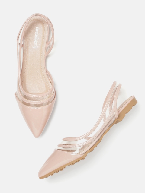 

DressBerry Women Peach-Coloured Striped Detail Flats