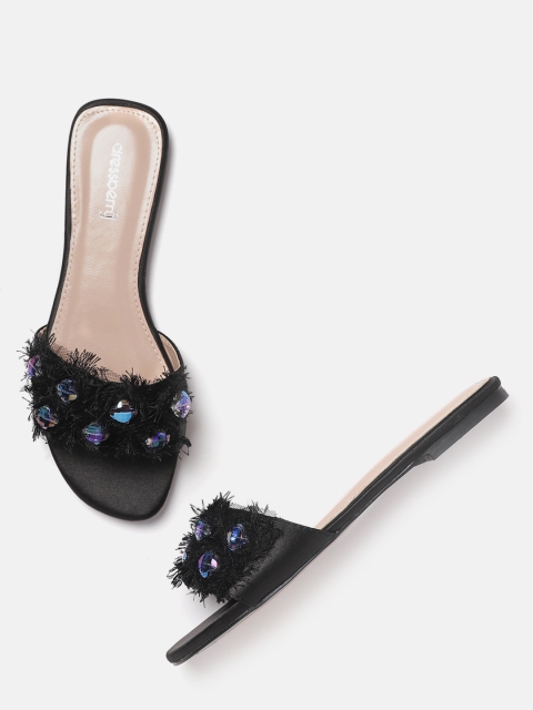 

DressBerry Women Black Embellished Open Toe Flats