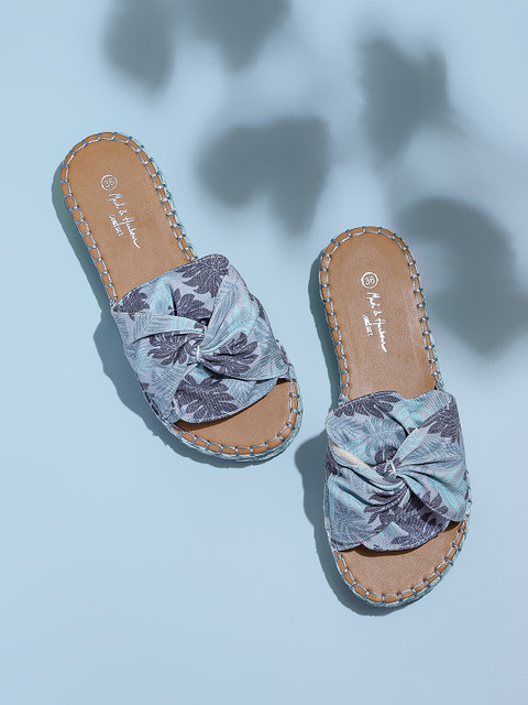 

Mast & Harbour Women Blue Printed Open Toe Flats