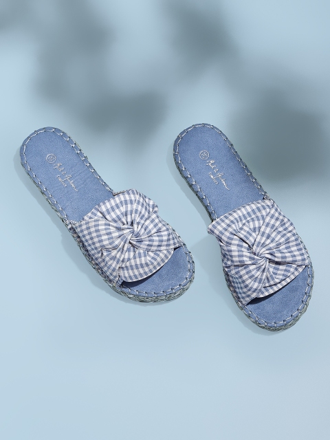 

Mast & Harbour Women Blue & White Checked Open Toe Flats