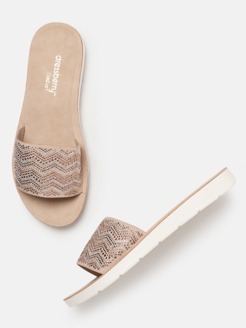 

DressBerry Women Peach-Coloured Embellished Open Toe Flats