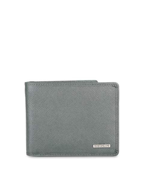

Peter England Men Grey Self Design Two Fold Wallet