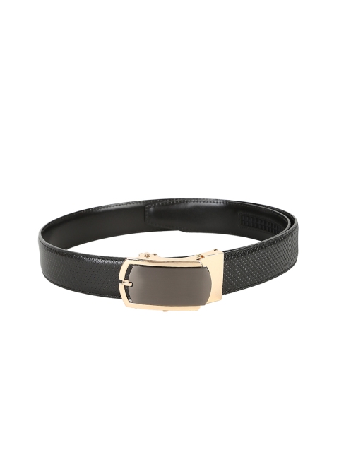

Peter England Men Black Textured Leather Belt