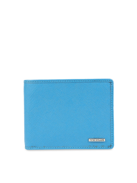 

Peter England Men Blue Self Design Two Fold Wallet