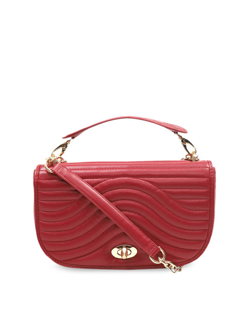 

Da Milano Women Red Textured Leather Sling Bag