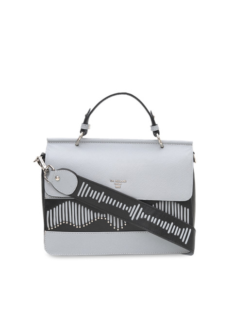 

Da Milano Grey & Black Colourblocked Leather Handheld Bag