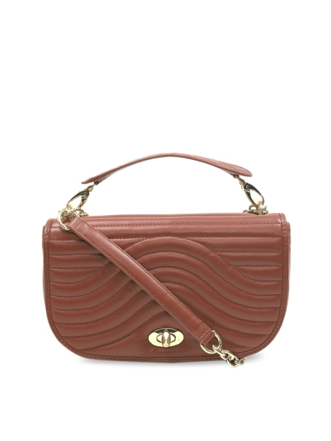 

Da Milano Women Brown Textured Leather Sling Bag