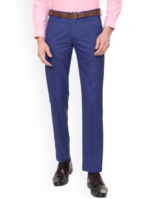 

Louis Philippe Men Blue Regular Fit Solid Formal Trousers