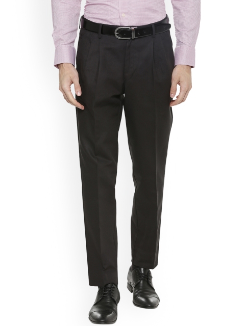 

Louis Philippe Men Black Slim Fit Solid Formal Trousers