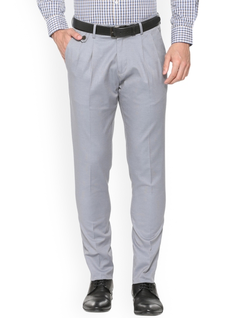 

Louis Philippe Men Grey Slim Fit Self Design Formal Trousers