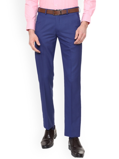 

Louis Philippe Men Blue Regular Fit Self Design Formal Trousers