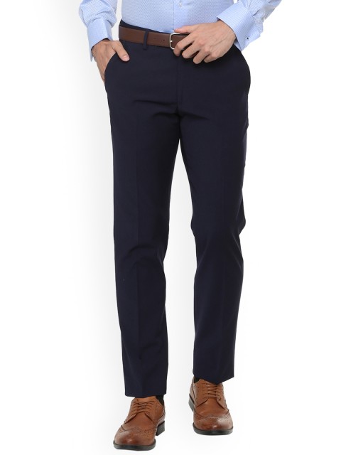 

Louis Philippe Men Navy Blue Slim Fit Solid Formal Trousers