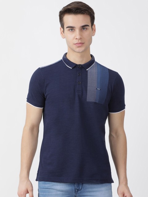 

Monte Carlo Men Navy Blue Printed Polo Collar T-shirt