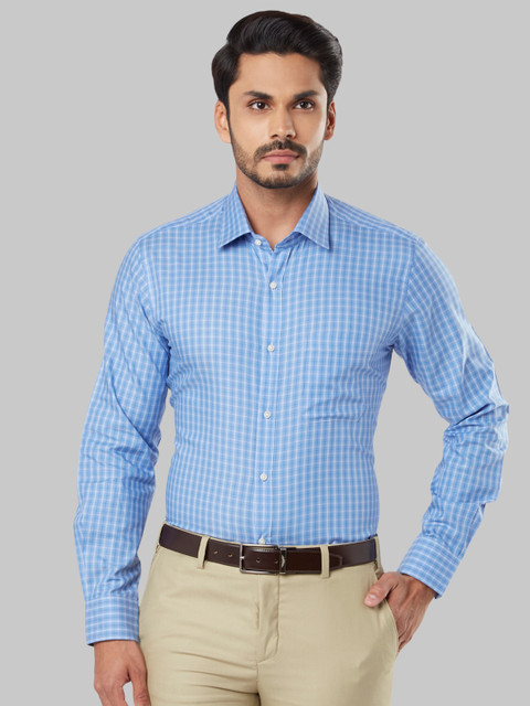 

Raymond Men Blue Regular Fit Checked Formal Shirt