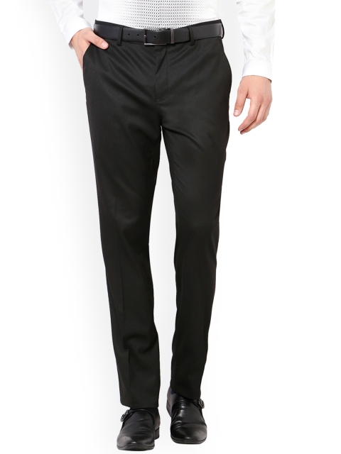 

V Dot Men Black Slim Fit Self Design Formal Trousers
