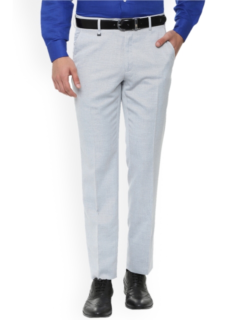 

Van Heusen Men Grey Slim Fit Self Design Formal Trousers