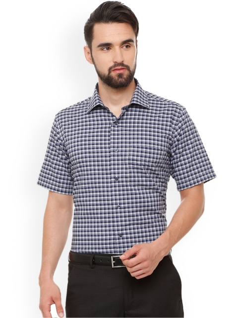 

Van Heusen Men Blue & White Regular Fit Checked Formal Shirt