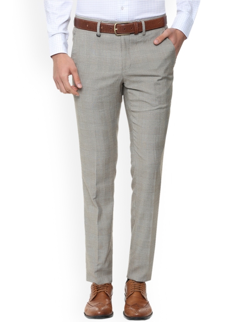 

Van Heusen Men Grey Slim Fit Checked Formal Trousers