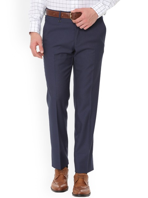 

Van Heusen Men Blue Slim Fit Self Design Formal Trousers