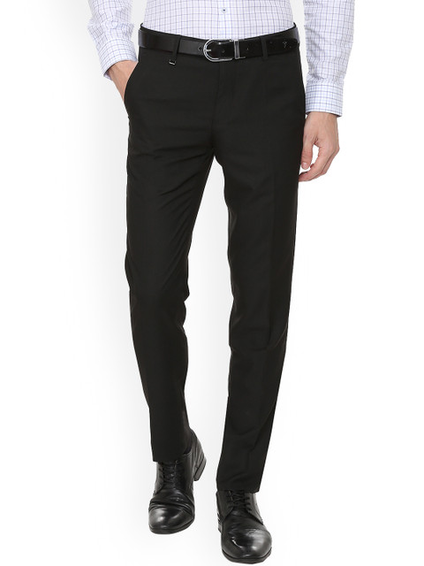 

Van Heusen Men Black Slim Fit Solid Formal Trousers