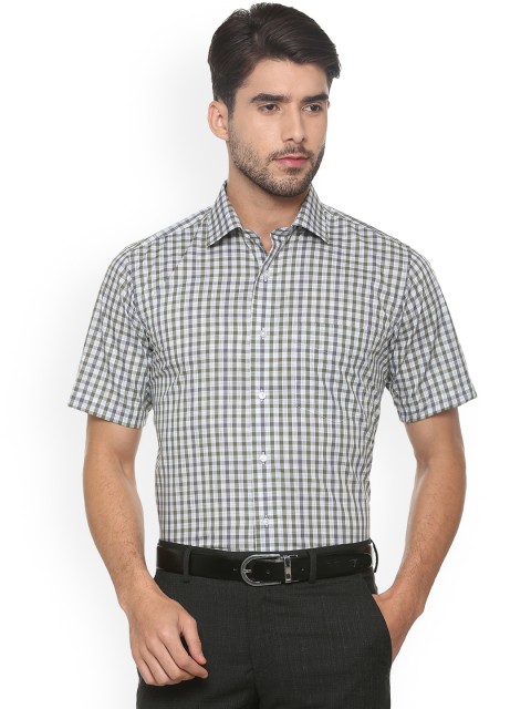 

Van Heusen Men Green Regular Fit Checked Formal Shirt