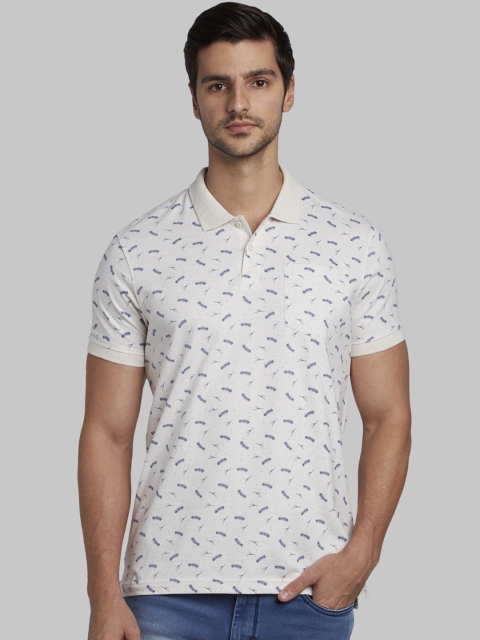 

Parx Men Off-White Printed Polo Collar T-shirt