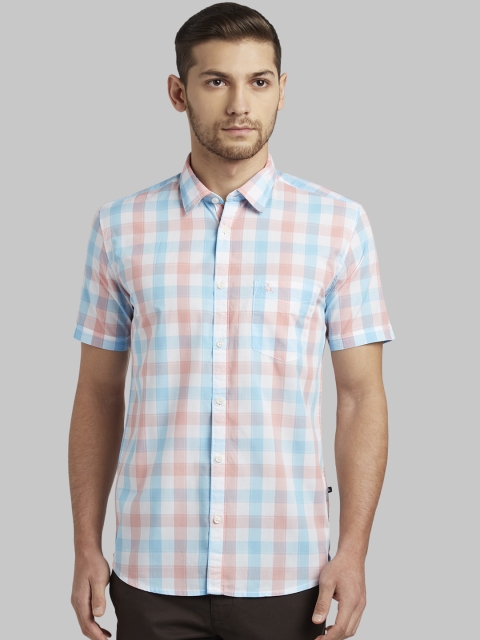 

Parx Men Blue Slim Fit Checked Casual Shirt