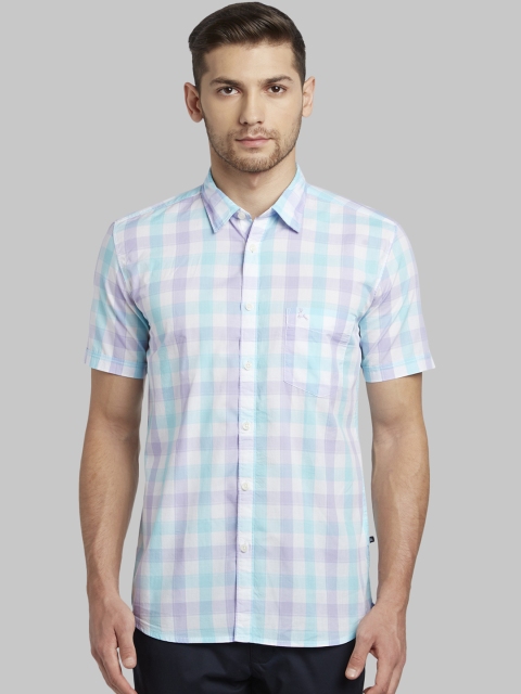 

Parx Men White & Purple Slim Fit Checked Casual Shirt