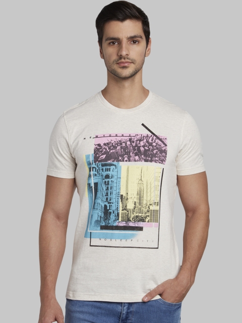 

Parx Men Off-White Printed Round Neck T-shirt