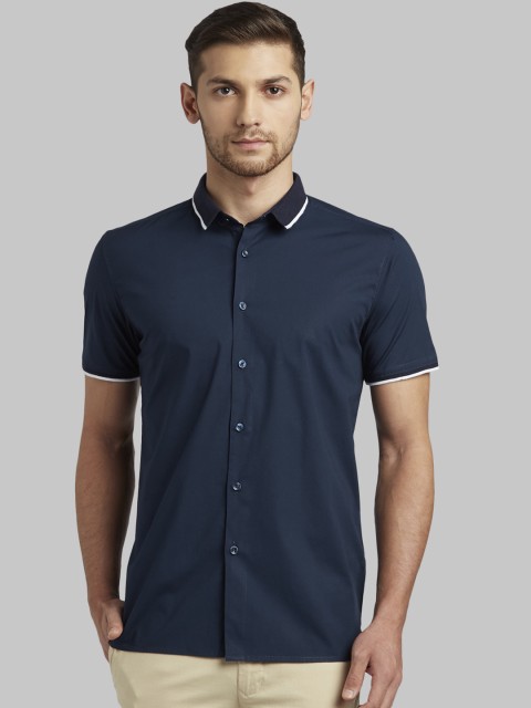 

Parx Men Navy Blue Slim Fit Solid Casual Shirt