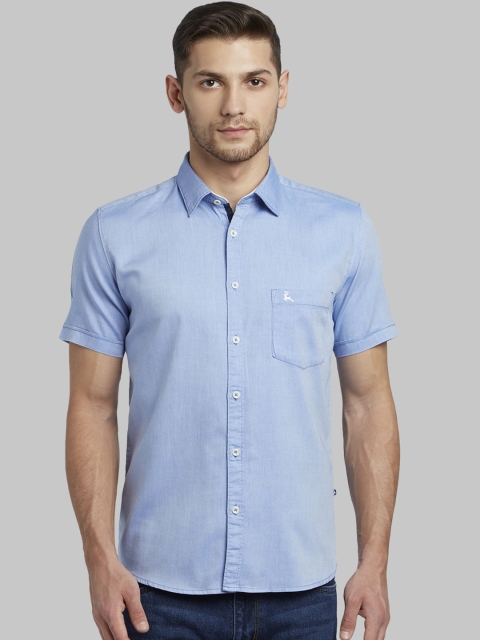 

Parx Men Blue Slim Fit Solid Casual Shirt
