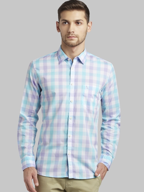 

Parx Men White & Purple Slim Fit Checked Casual Shirt