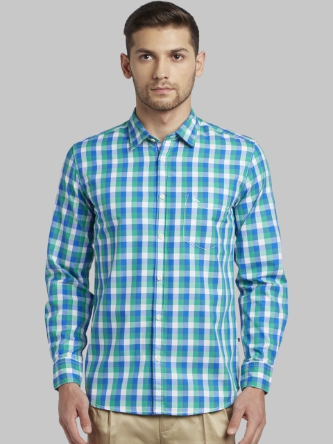 

Parx Men Blue Slim Fit Checked Casual Shirt