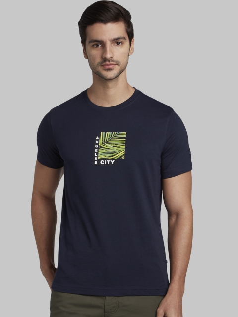 

Parx Men Blue Printed Round Neck T-shirt