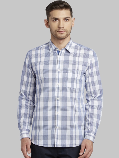 

Parx Men Blue & White Slim Fit Checked Casual Shirt