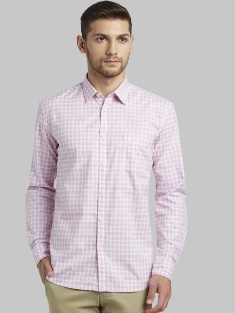 

Parx Men Pink & Off-White Slim Fit Checked Casual Shirt