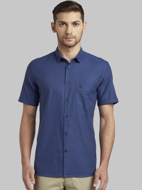 

Parx Men Blue Slim Fit Self Design Casual Shirt