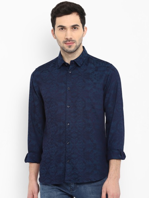 

Parx Men Blue Slim Fit Printed Casual Shirt
