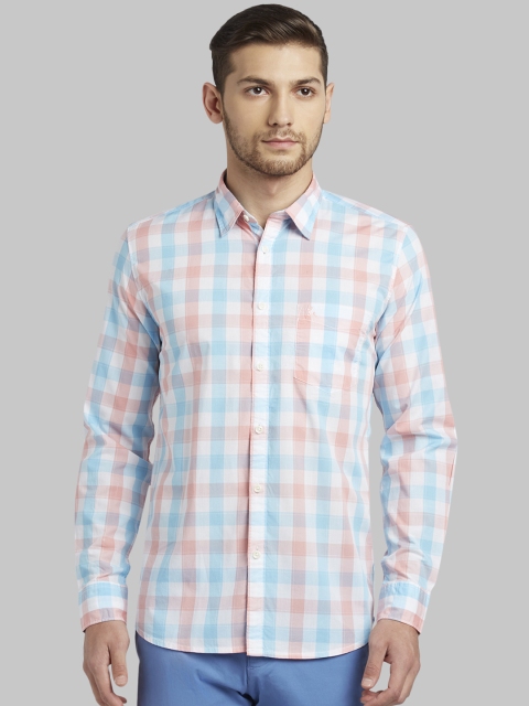 

Parx Men White & Orange Slim Fit Checked Casual Shirt