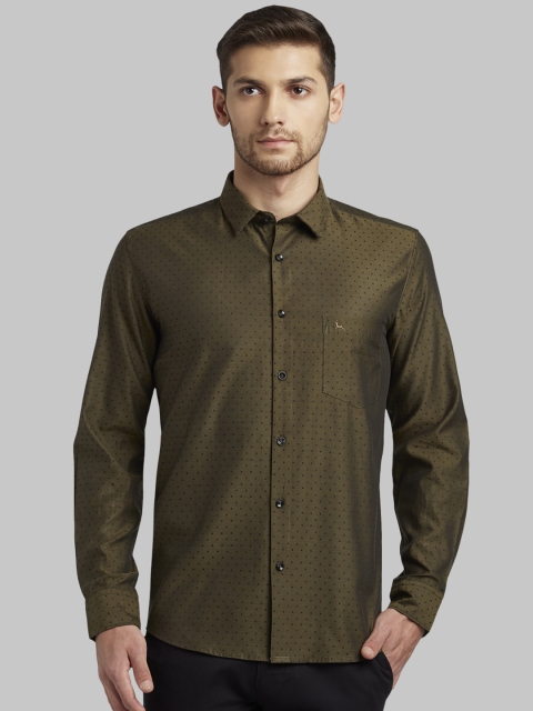 

Parx Men Olive Green Slim Fit Printed Casual Shirt