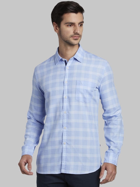 

Parx Men Blue Slim Fit Checked Casual Shirt