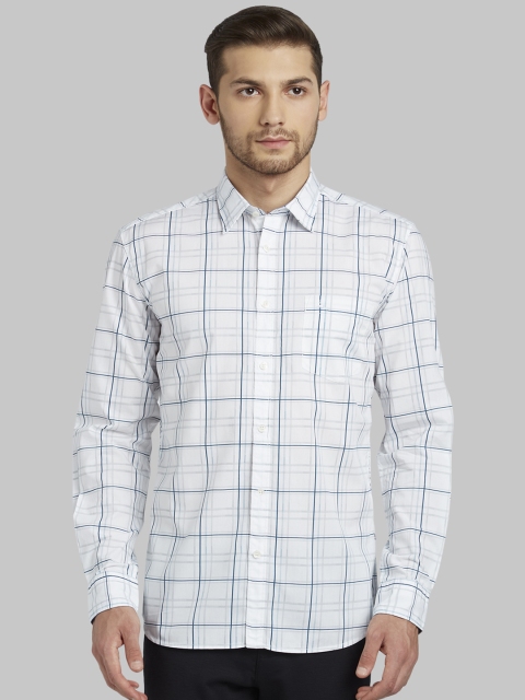

Parx Men White & Blue Slim Fit Checked Casual Shirt